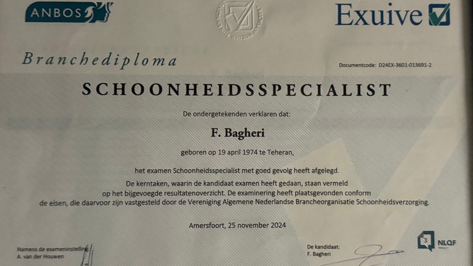 SCHOONHEIDSSPECIALIST DIPLOMA- Parmis Hair & Beauty
